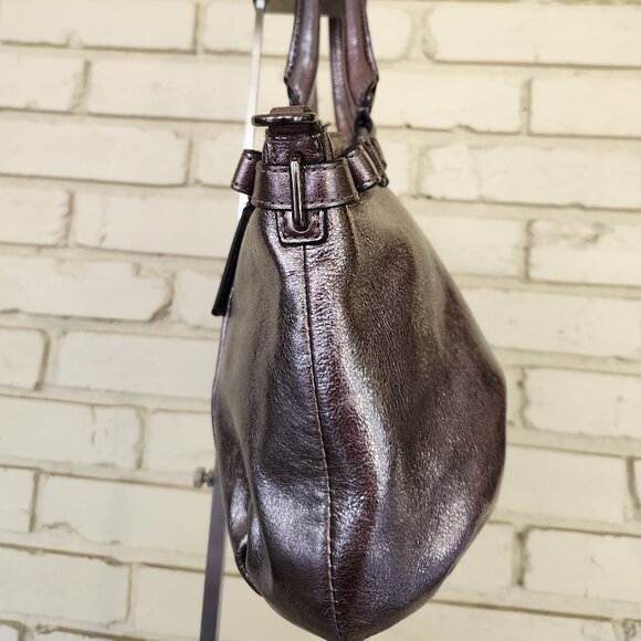 Like New Coach Madison Sophia In Metallic Pewter Shoulder Bag Handbag Purse - Picture 4 of 14